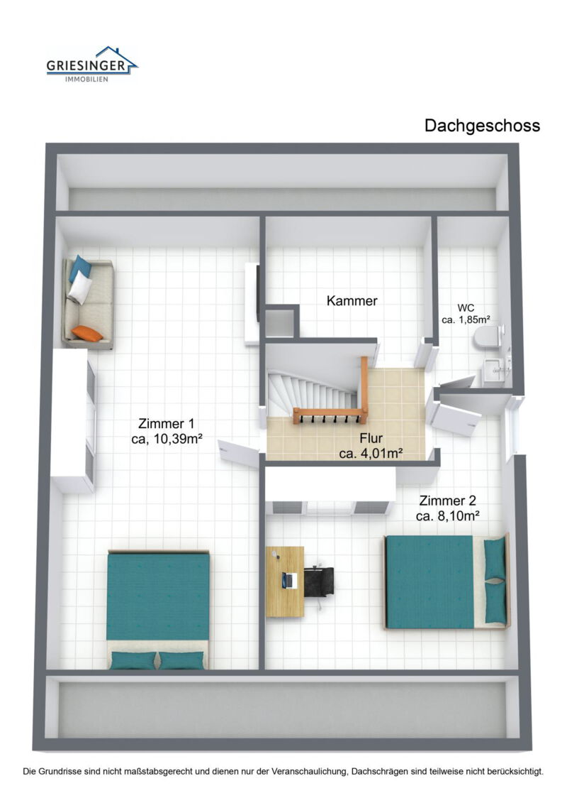 Dachgeschoss - 3D Grundriss