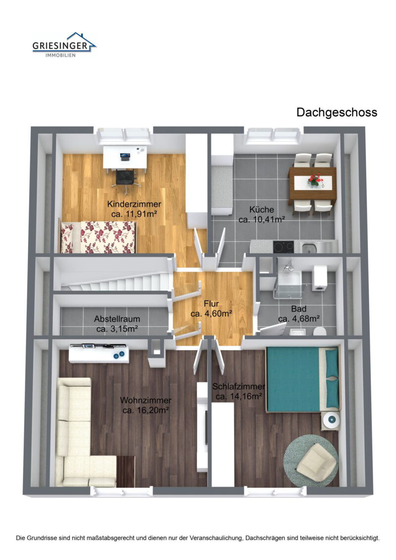 Dachgeschoss - 3D Grundriss