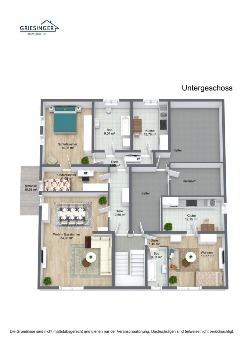 3D -Grundriss-Untergeschoss