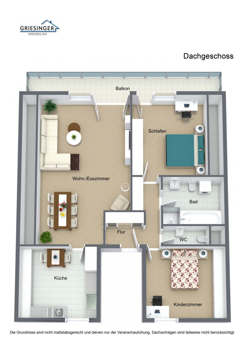 Dachgeschoss - 3D Grundriss