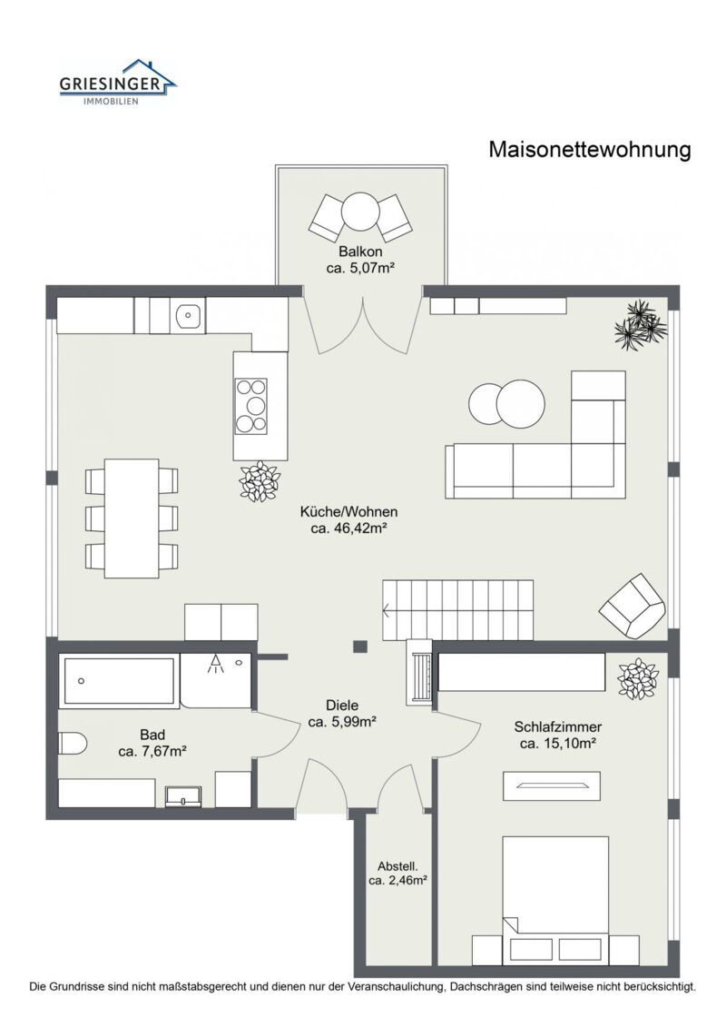 Maisonettewohnung - 2D Grundriss