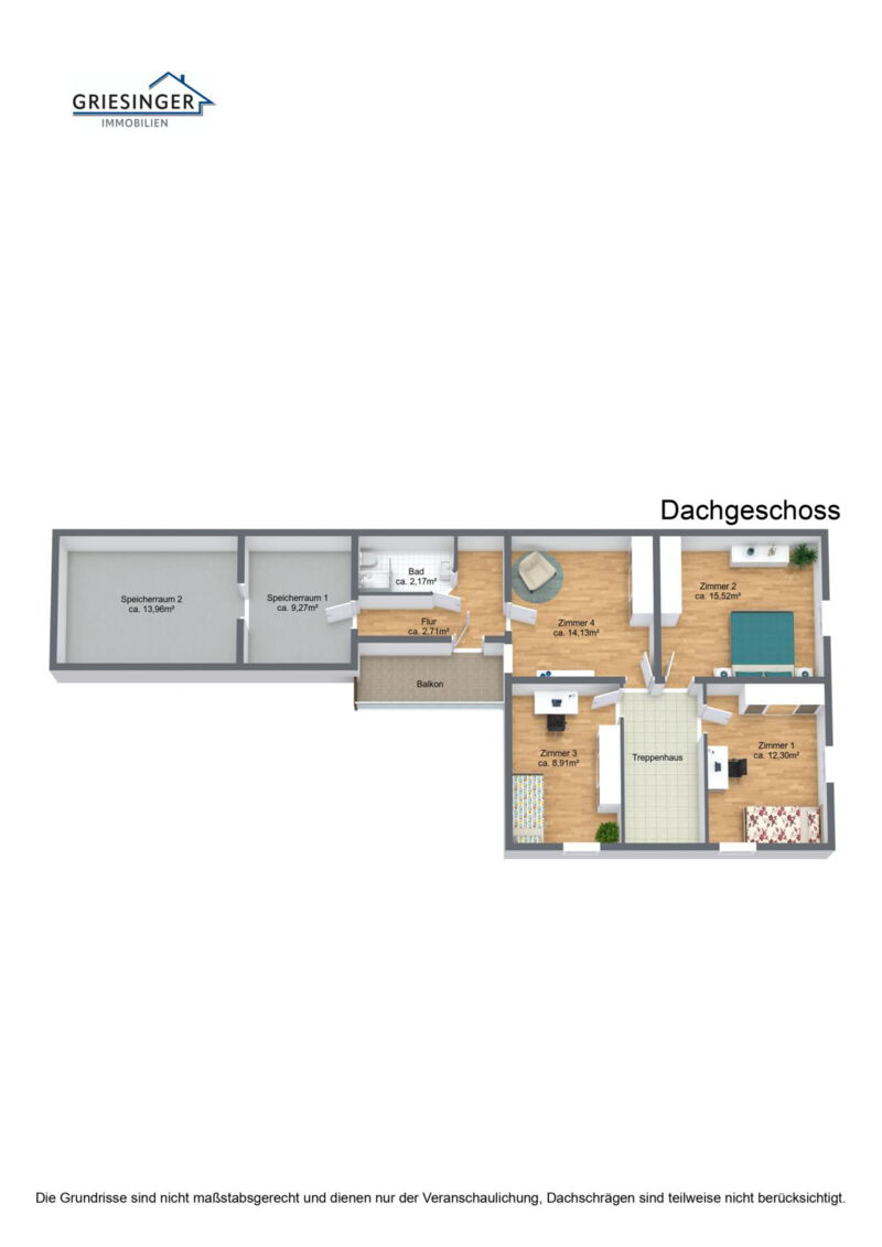 Dachgeschoss - 3D Grundriss