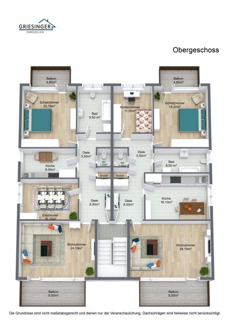 3D -Grundriss-Obergeschoss