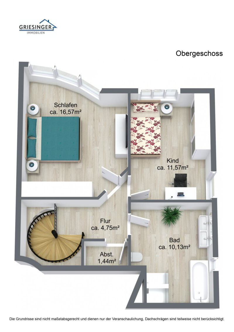 Obergeschoss-3D Grundriss