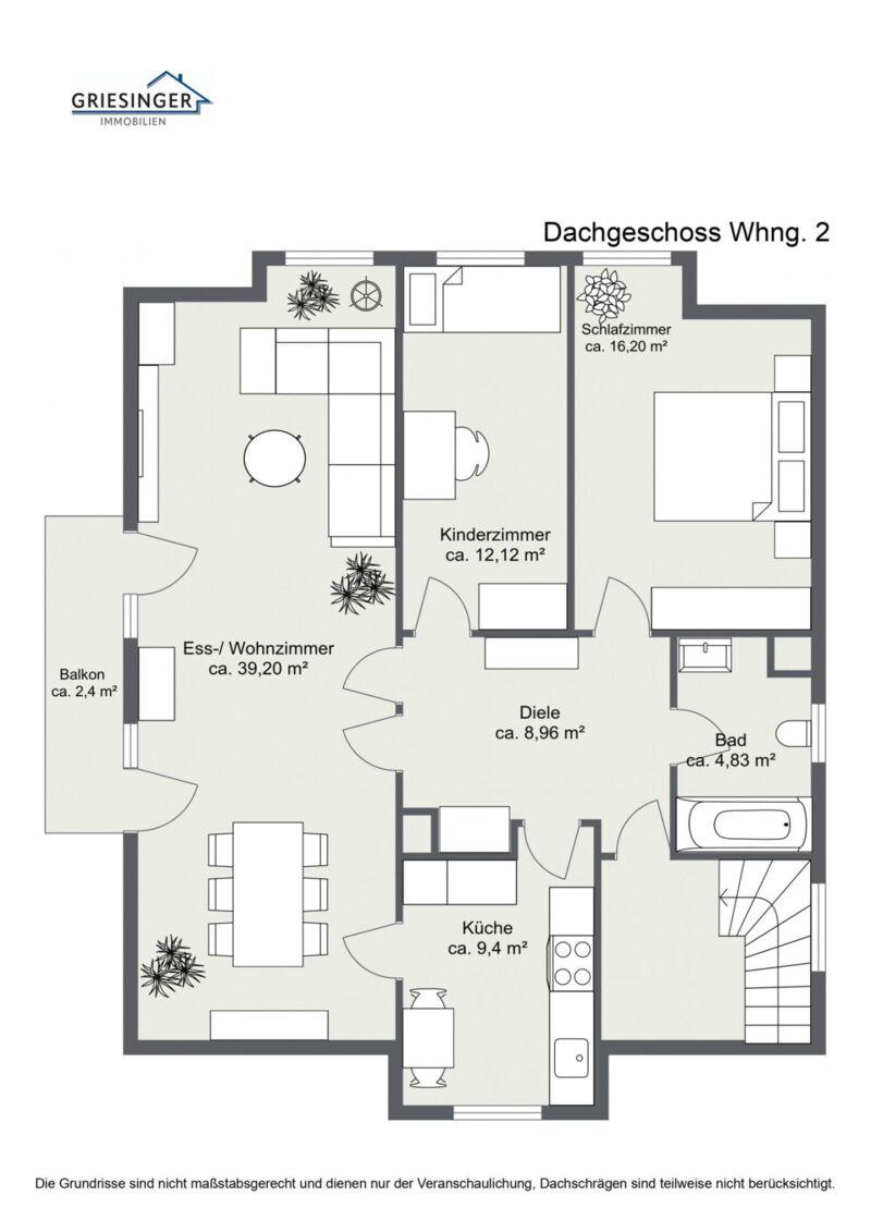 2D Grundriss - Dachgeschoss Whng. 2
