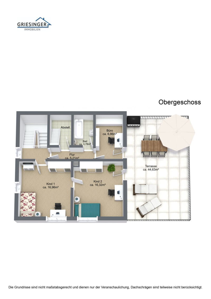 Obergegeschoss - 3D Grundriss