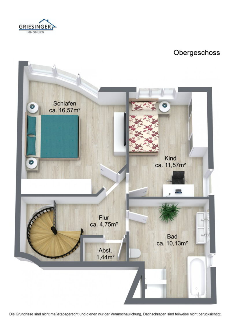 Obergeschoss-3D Grundriss